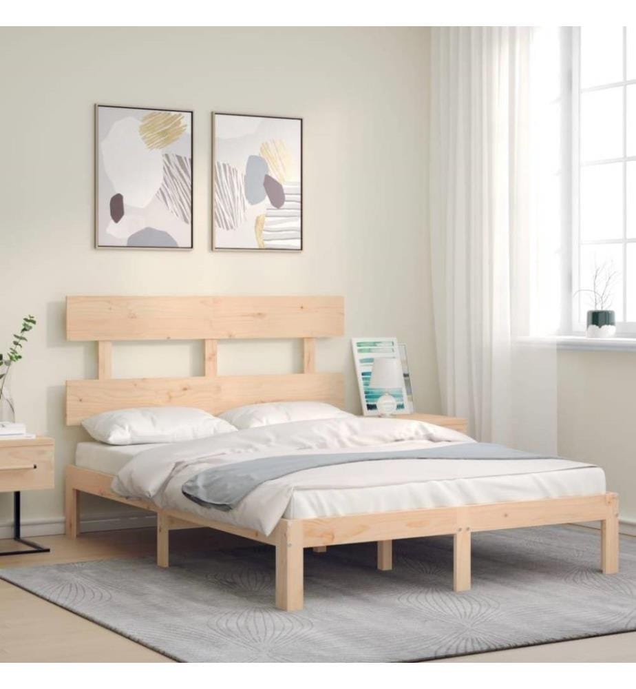 Cadre de lit avec tête de lit 140x200 cm bois massif