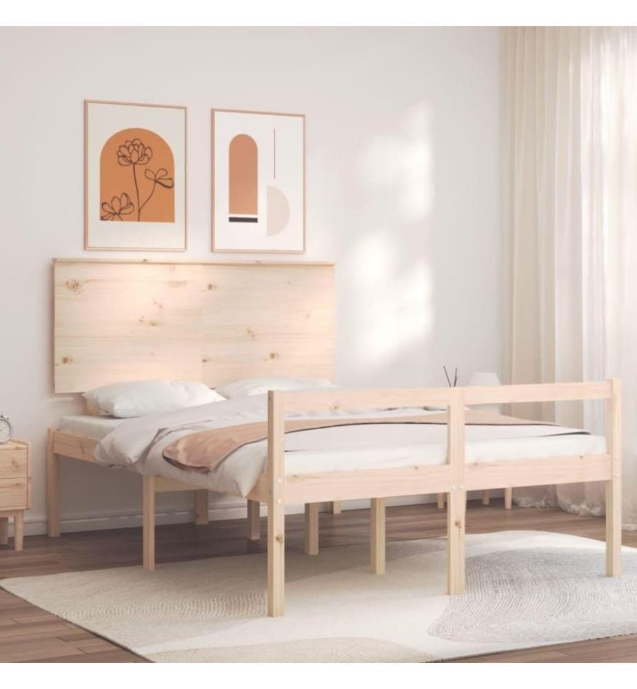Cadre de lit avec tête de lit 140x190 cm bois massif