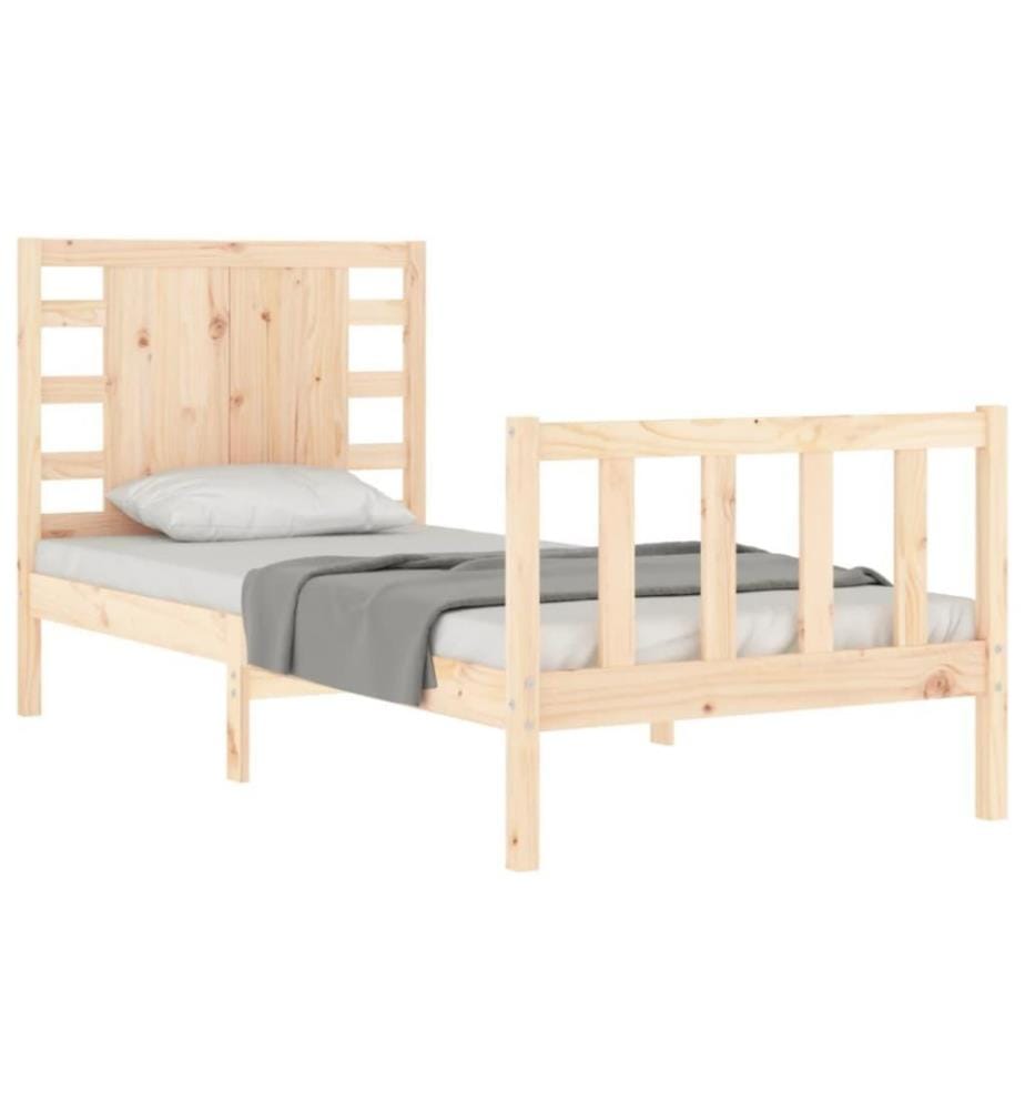 Cadre de lit avec tête de lit 90x200 cm bois massif