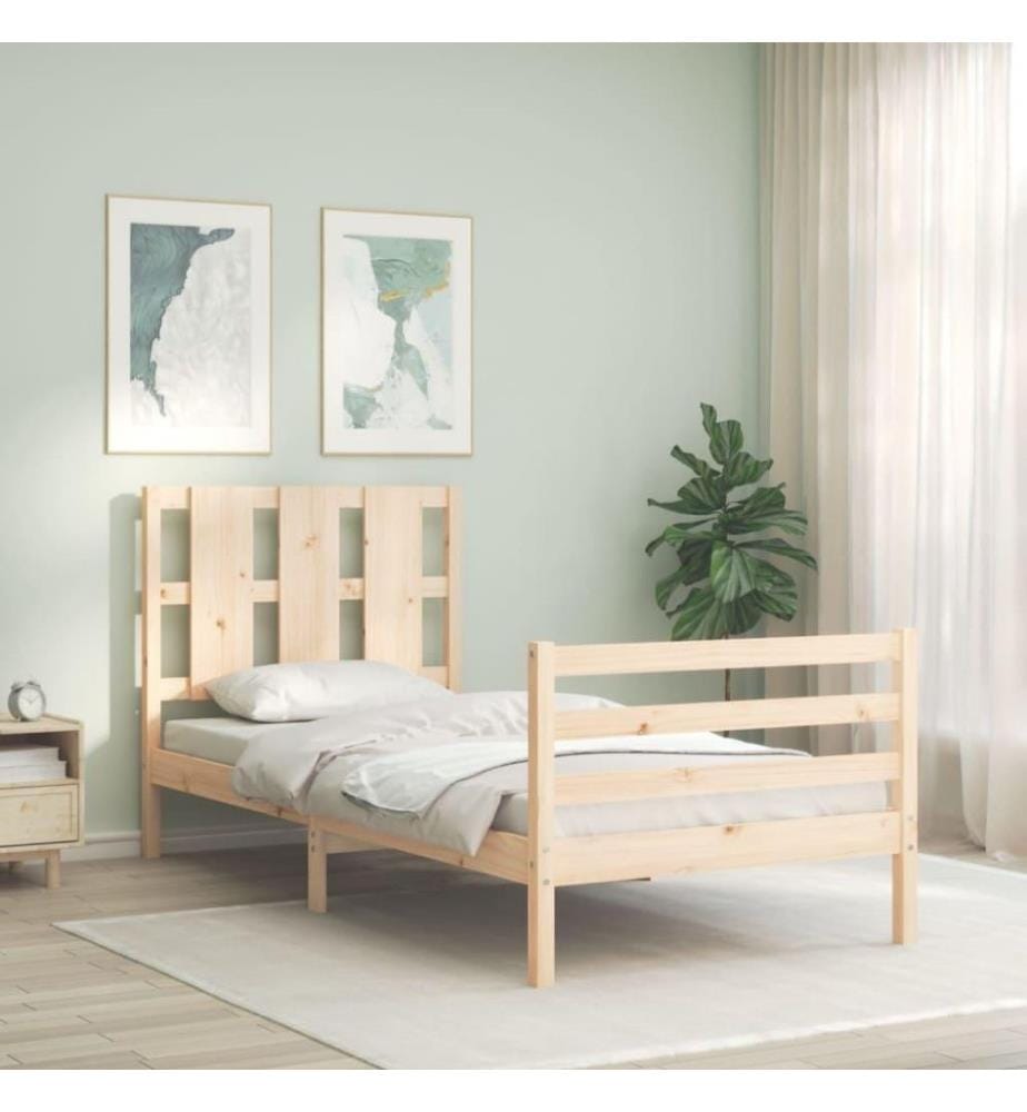 Cadre de lit et tête de lit 100x200 cm bois massif