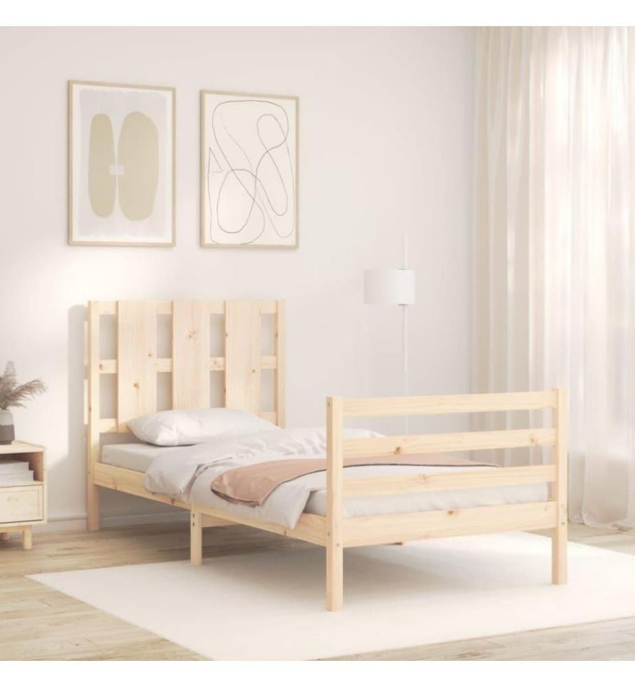 Massivholzbett mit Kopfteil 90x200 cm