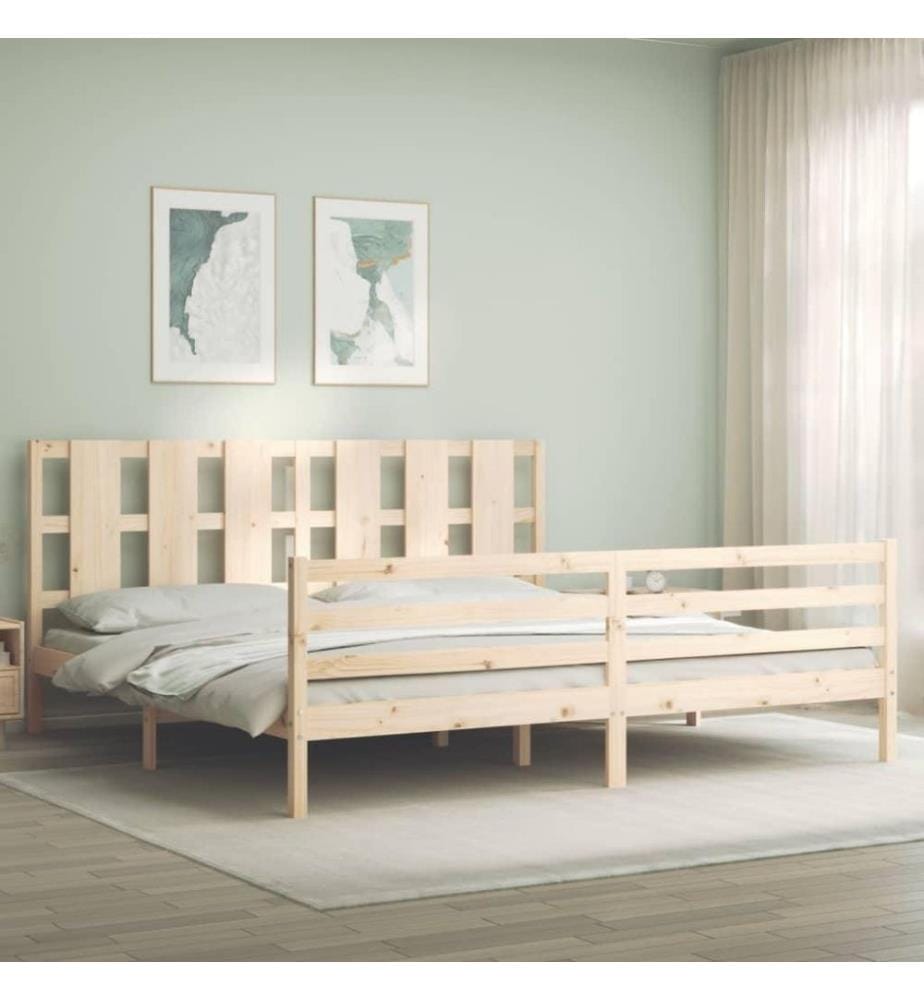 Cadre de lit avec tête de lit 200x200 cm bois massif