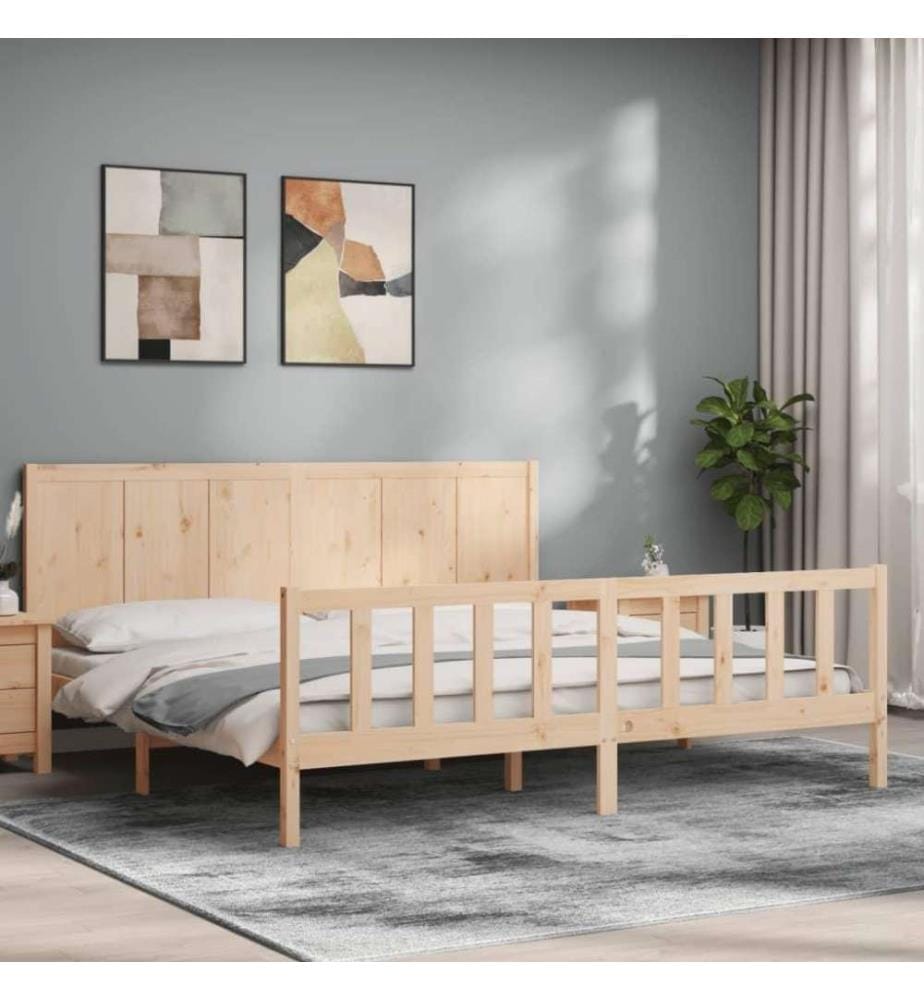 Cadre de lit avec tête de lit 200x200 cm bois massif