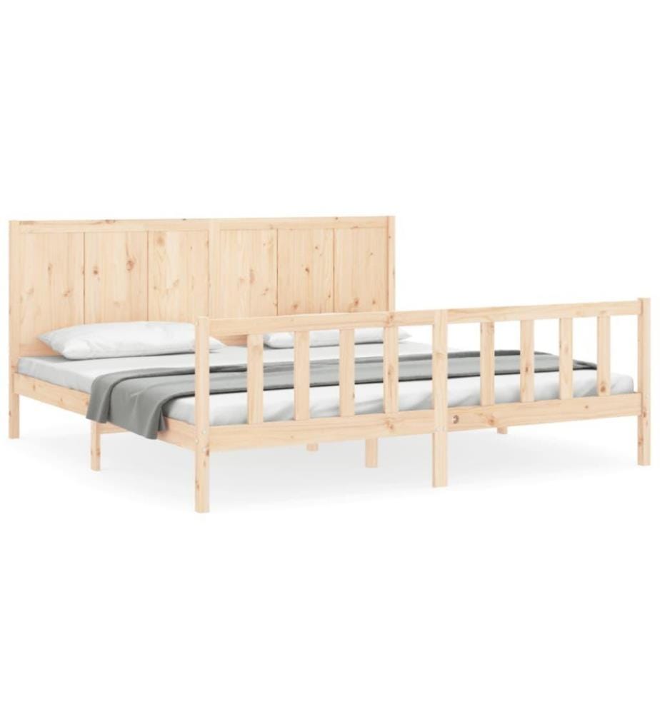 Cadre de lit avec tête de lit 200x200 cm bois massif