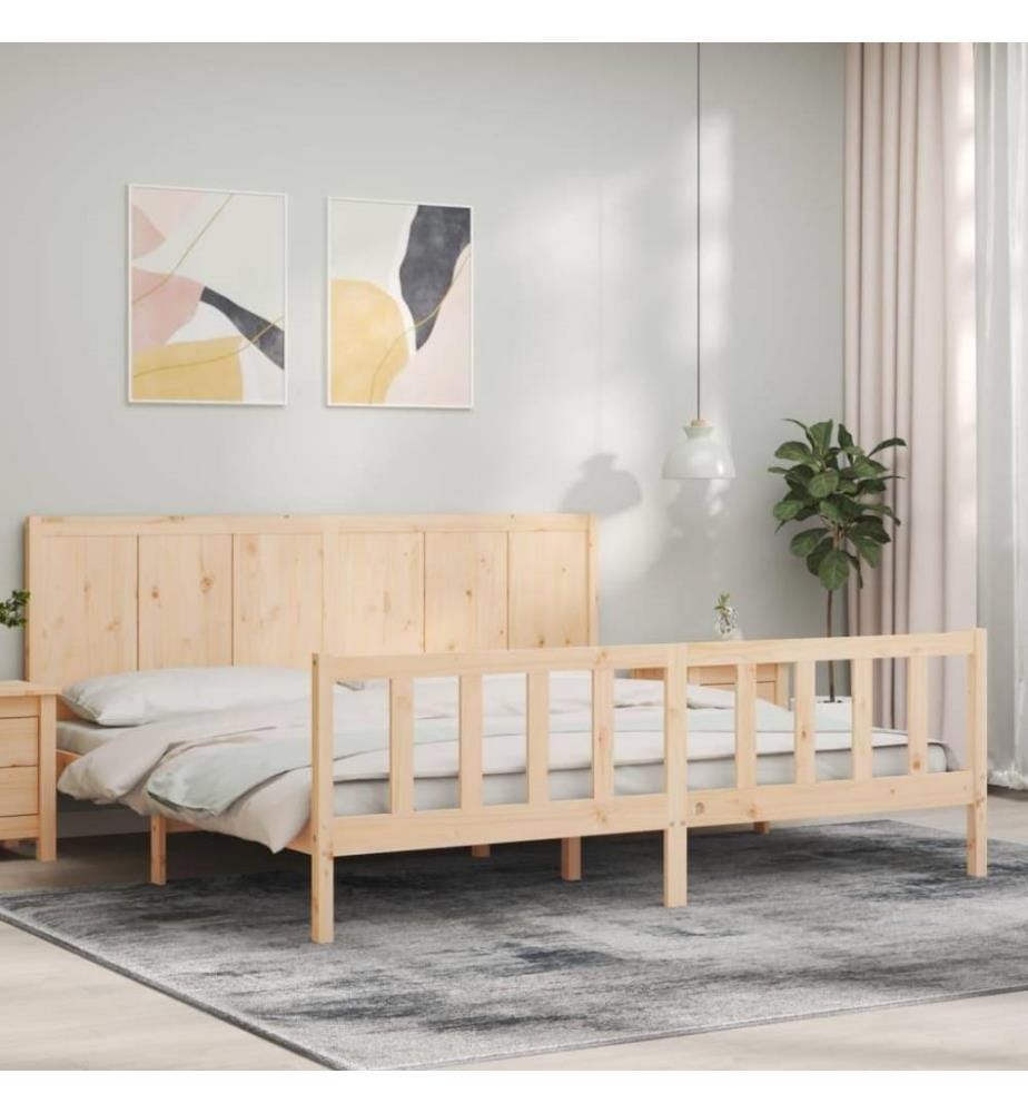 Cadre de lit avec tête de lit 200x200 cm bois massif