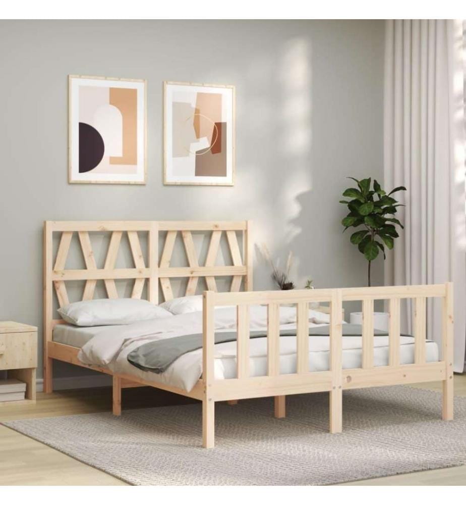 Cadre de lit avec tête de lit 120x200 cm bois massif