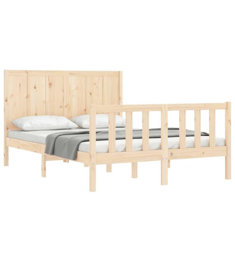 Cadre de lit avec tête de lit 120x200 cm bois massif