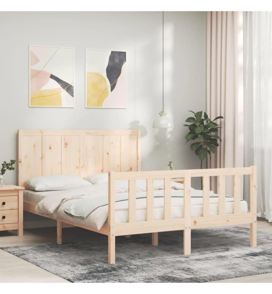 Cadre de lit avec tête de lit 120x200 cm bois massif