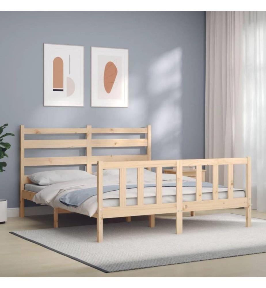 Massivholzbett mit Kopfteil 160x200 cm