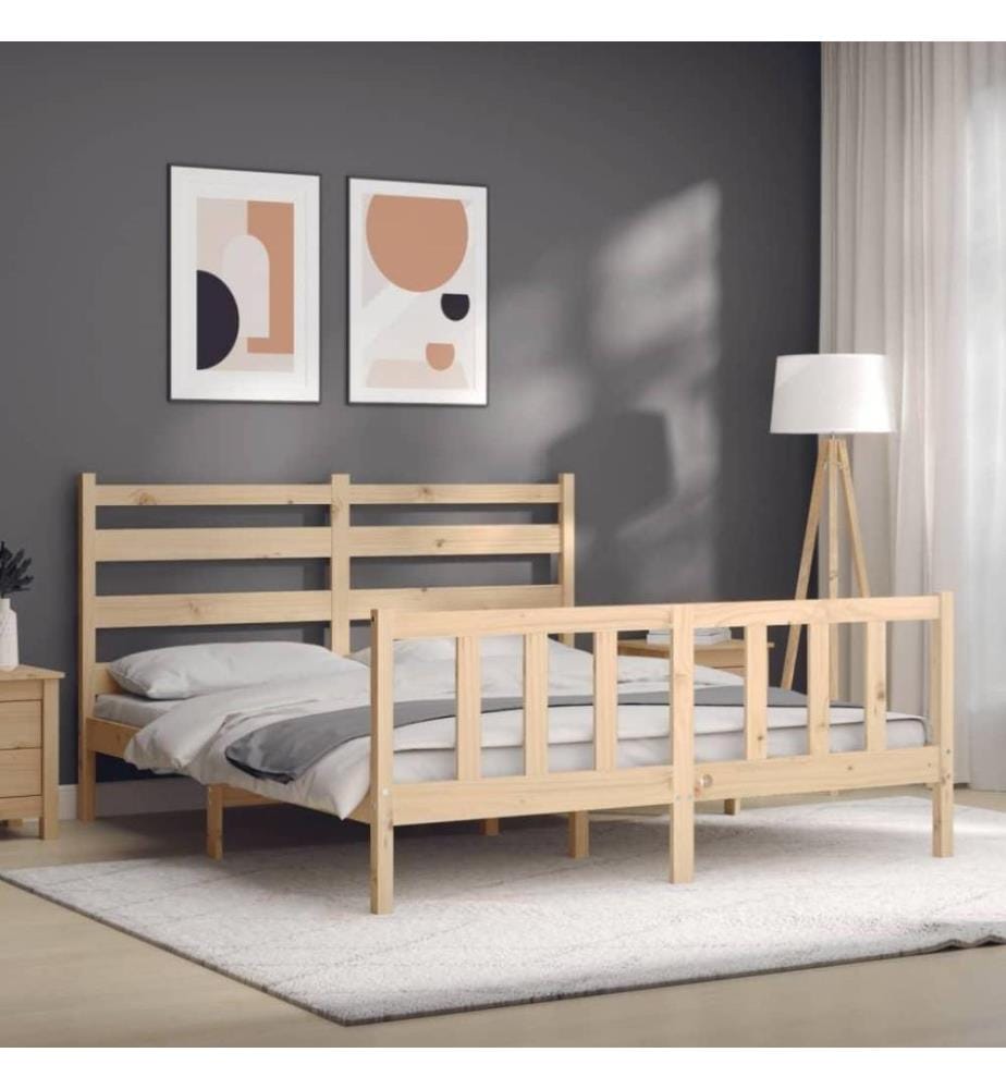 Cadre de lit avec tête de lit 160x200 cm bois massif