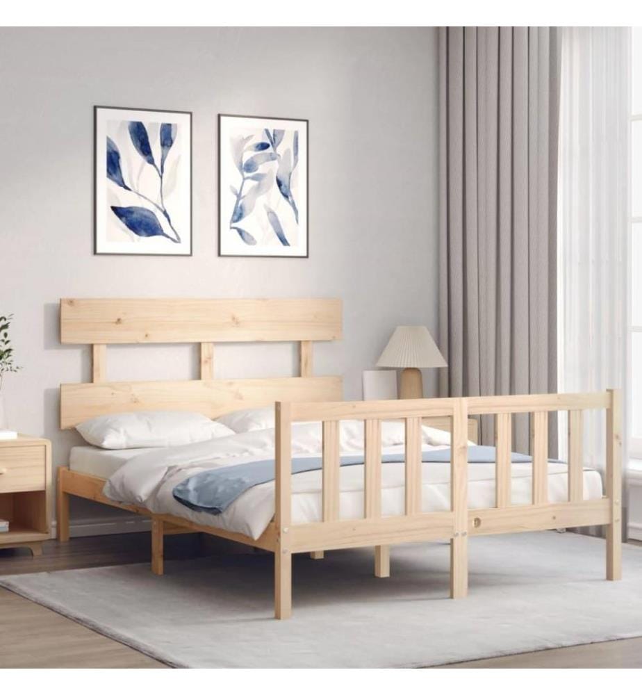 Cadre de lit avec tête de lit 120x200 cm bois massif