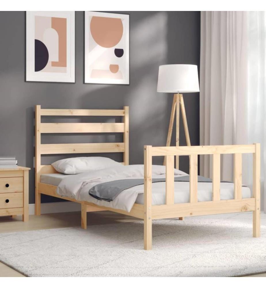 Massivholzbett mit Kopfteil 90x200 cm