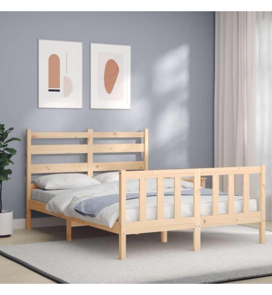 Cadre de lit avec tête de lit 120x200 cm bois massif