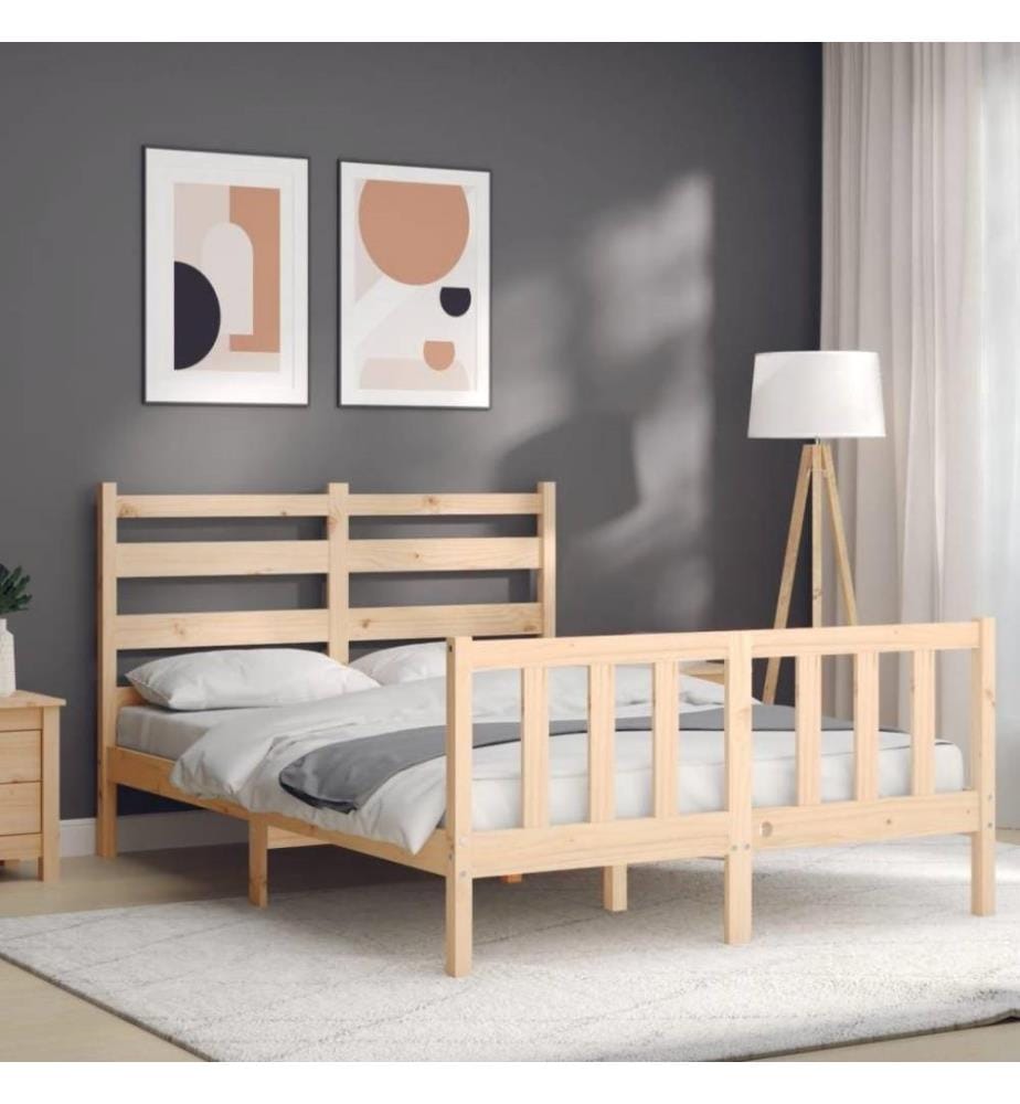 Cadre de lit avec tête de lit 120x200 cm bois massif