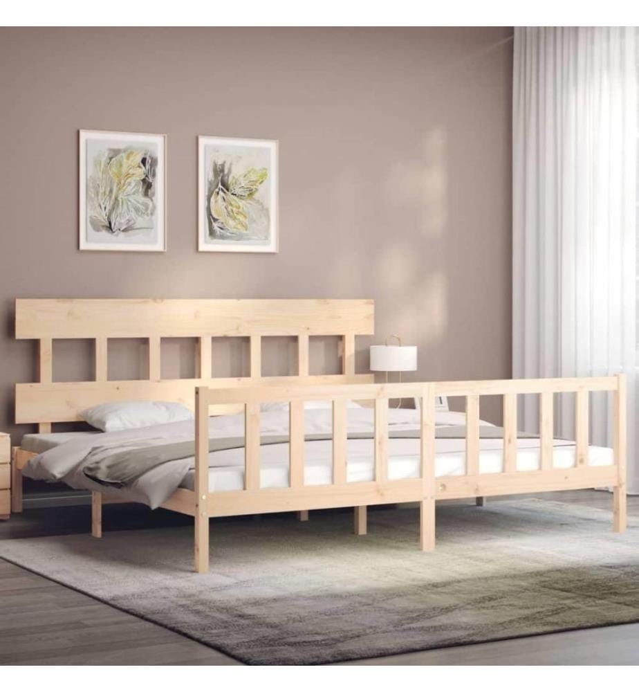 Cadre de lit avec tête de lit 200x200 cm bois massif