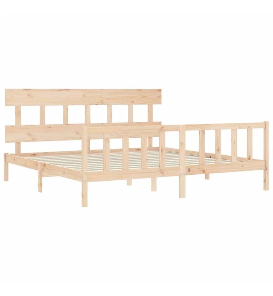 Cadre de lit avec tête de lit 200x200 cm bois massif