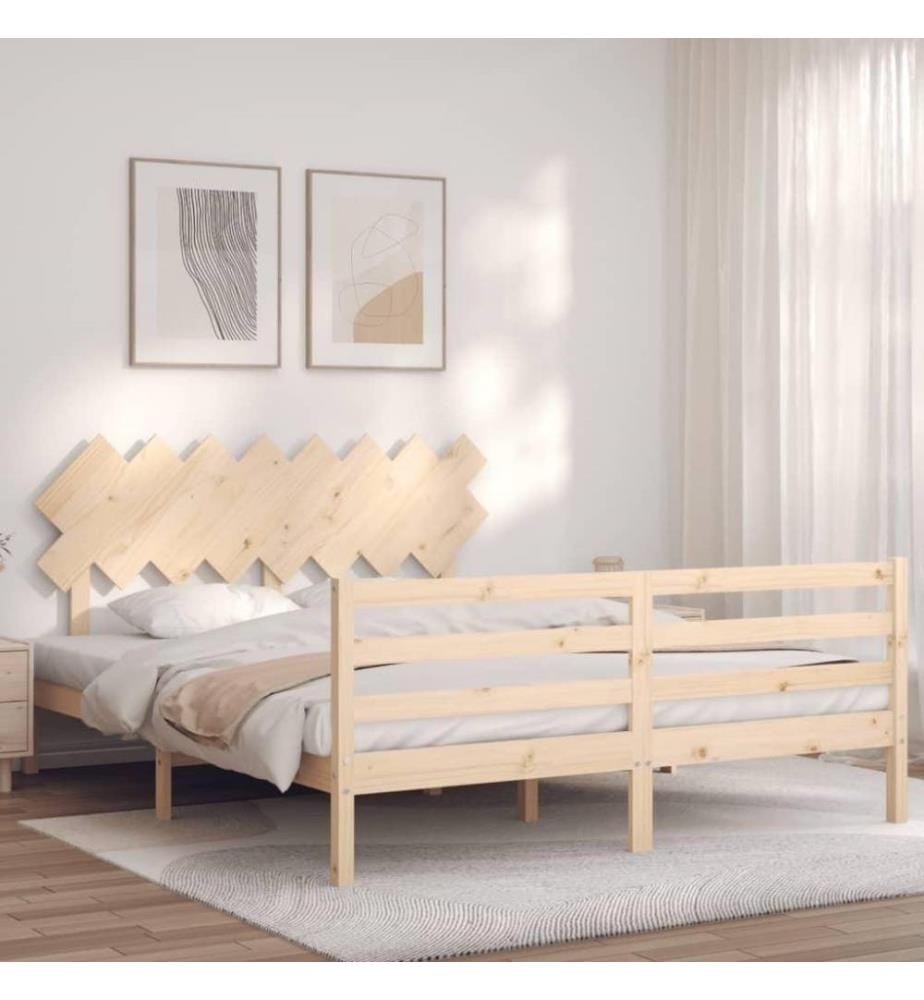 Cadre de lit avec tête de lit 160x200 cm bois massif