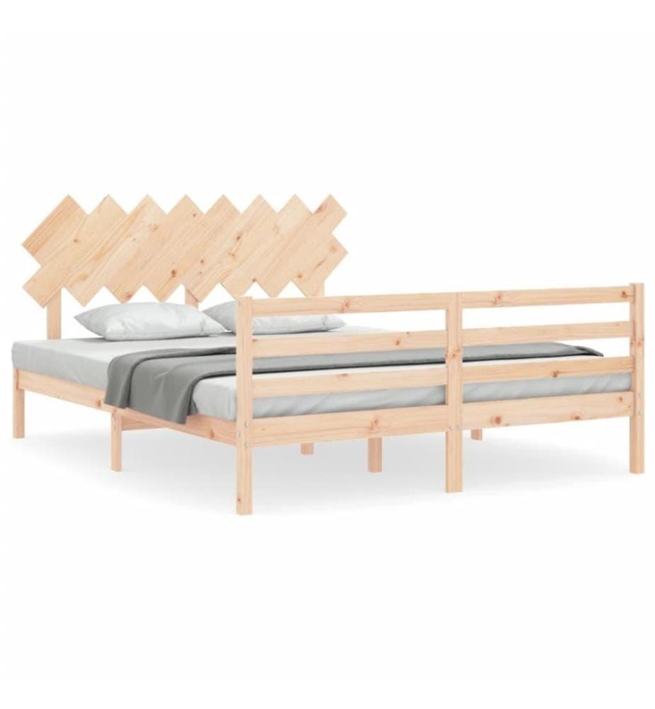 Cadre de lit avec tête de lit 160x200 cm bois massif