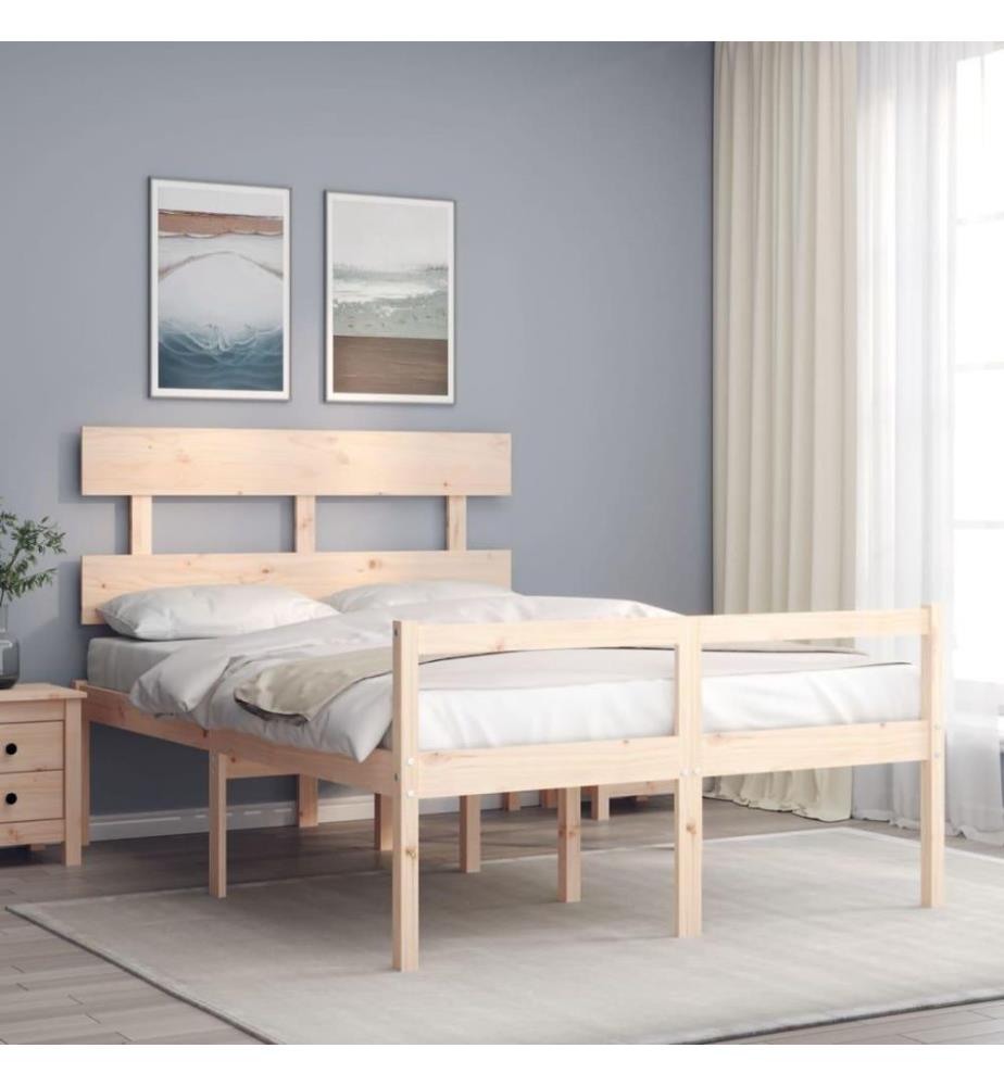 Cadre de lit avec tête de lit 140x190 cm bois massif