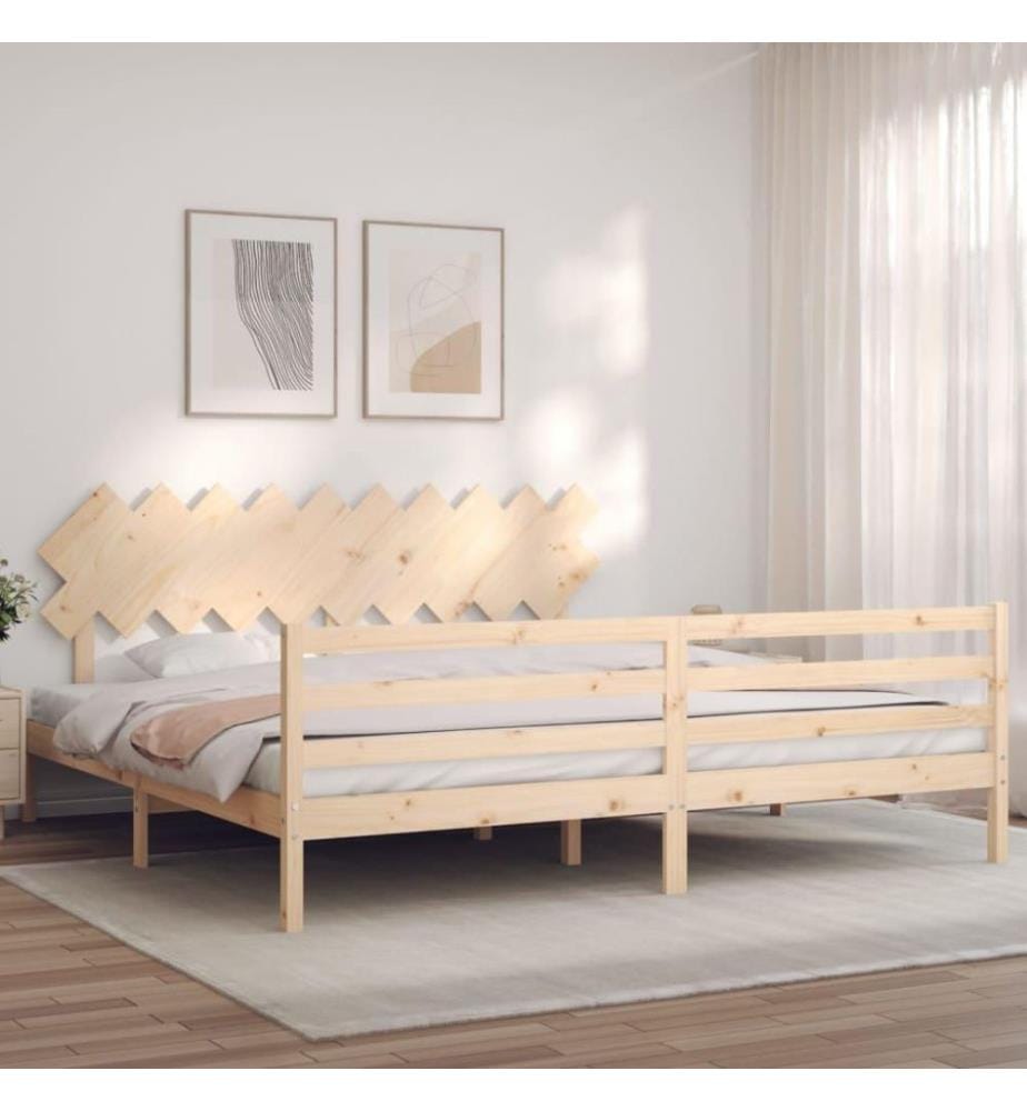 Cadre de lit avec tête de lit 200x200 cm bois massif