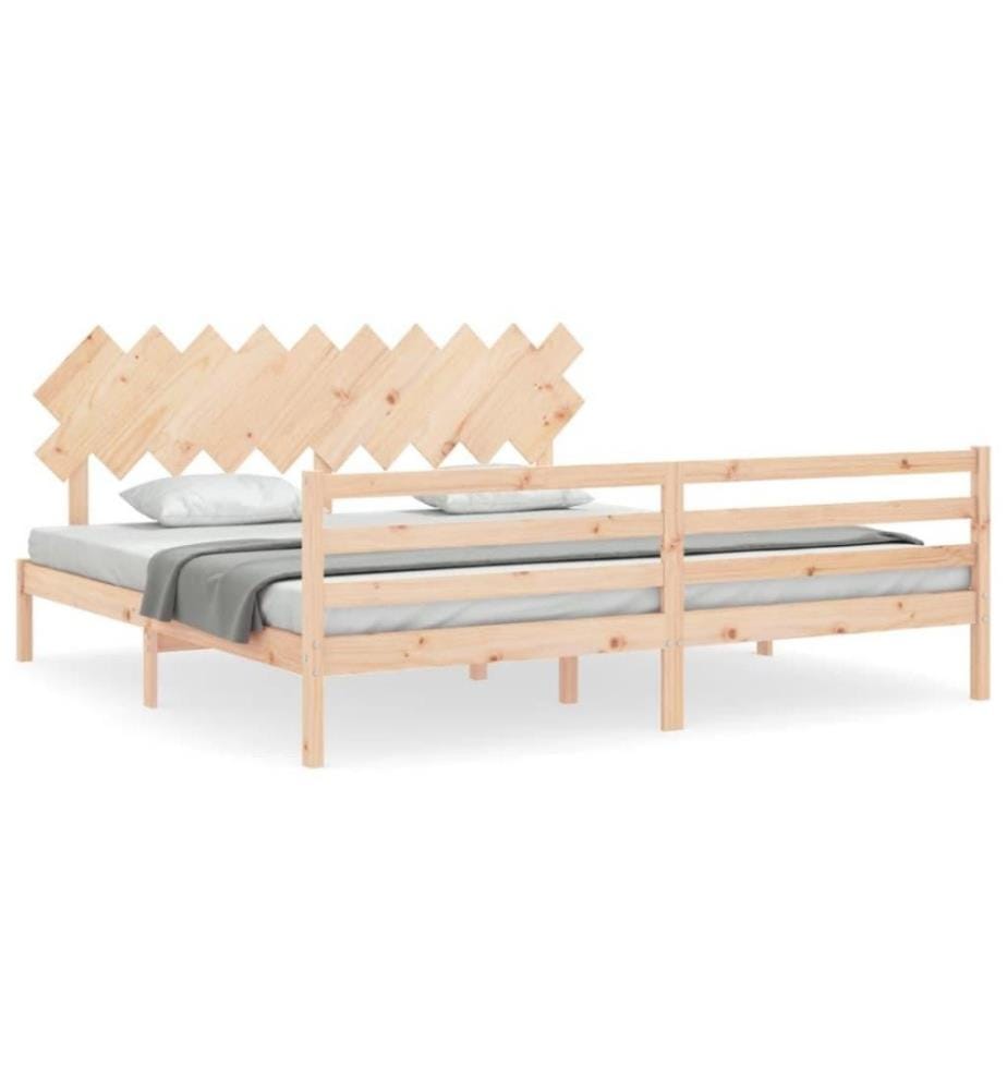 Cadre de lit avec tête de lit 200x200 cm bois massif