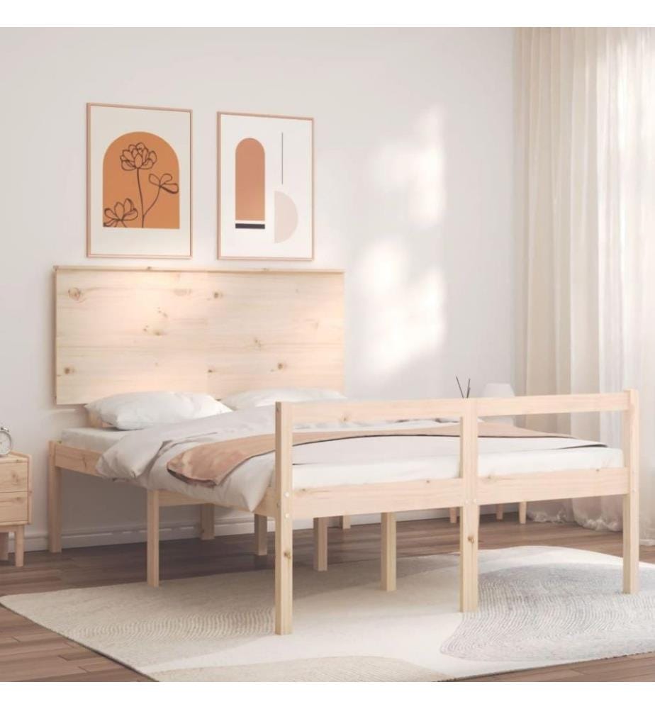 Cadre de lit avec tête de lit 140x200 cm bois massif