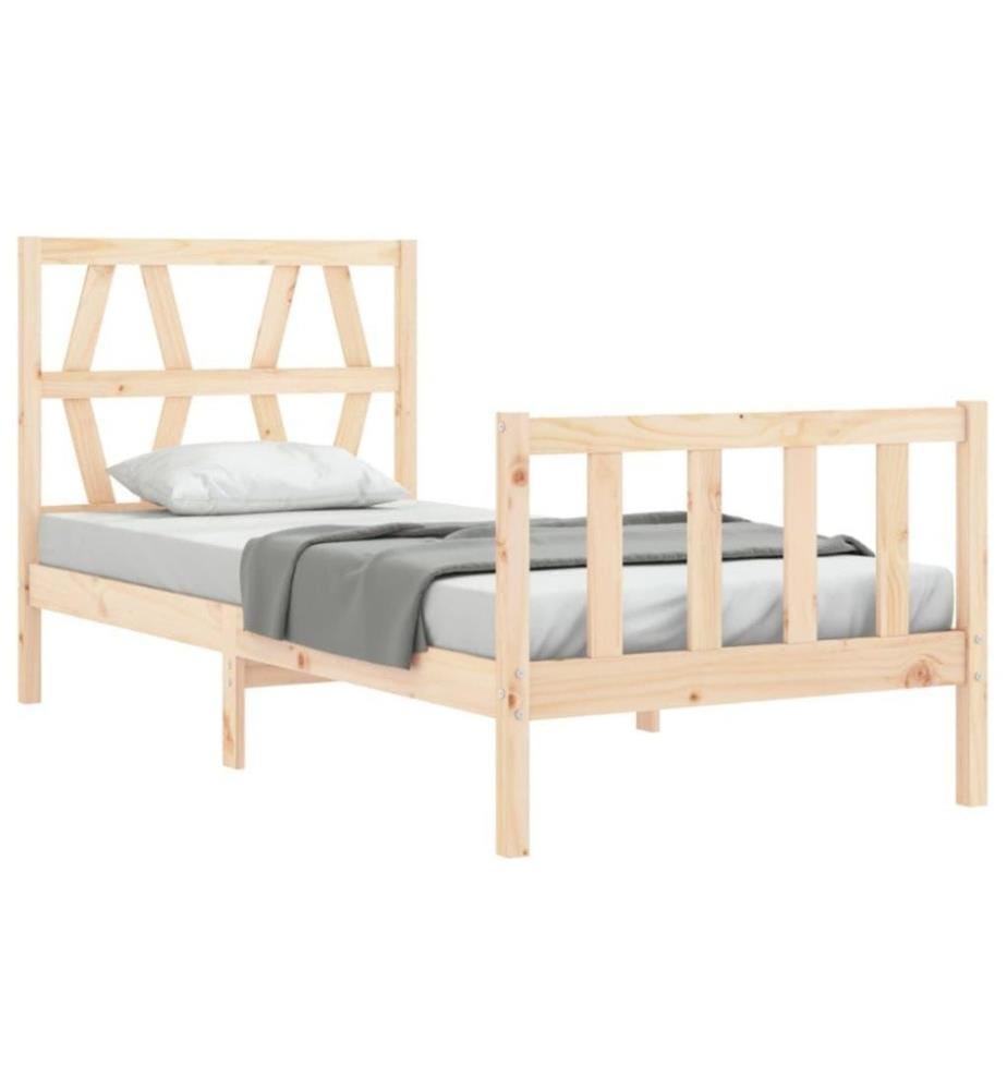 Cadre de lit avec tête de lit simple bois massif