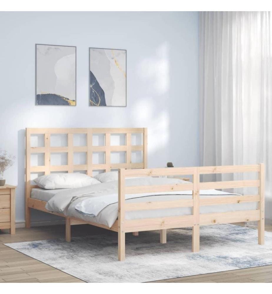 Massivholzbett mit Kopfteil 140x200 cm