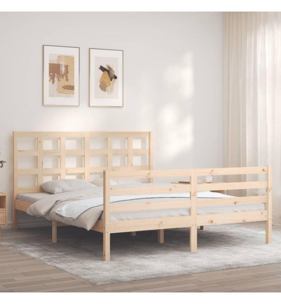 Cadre de lit avec tête de lit 160x200 cm bois massif