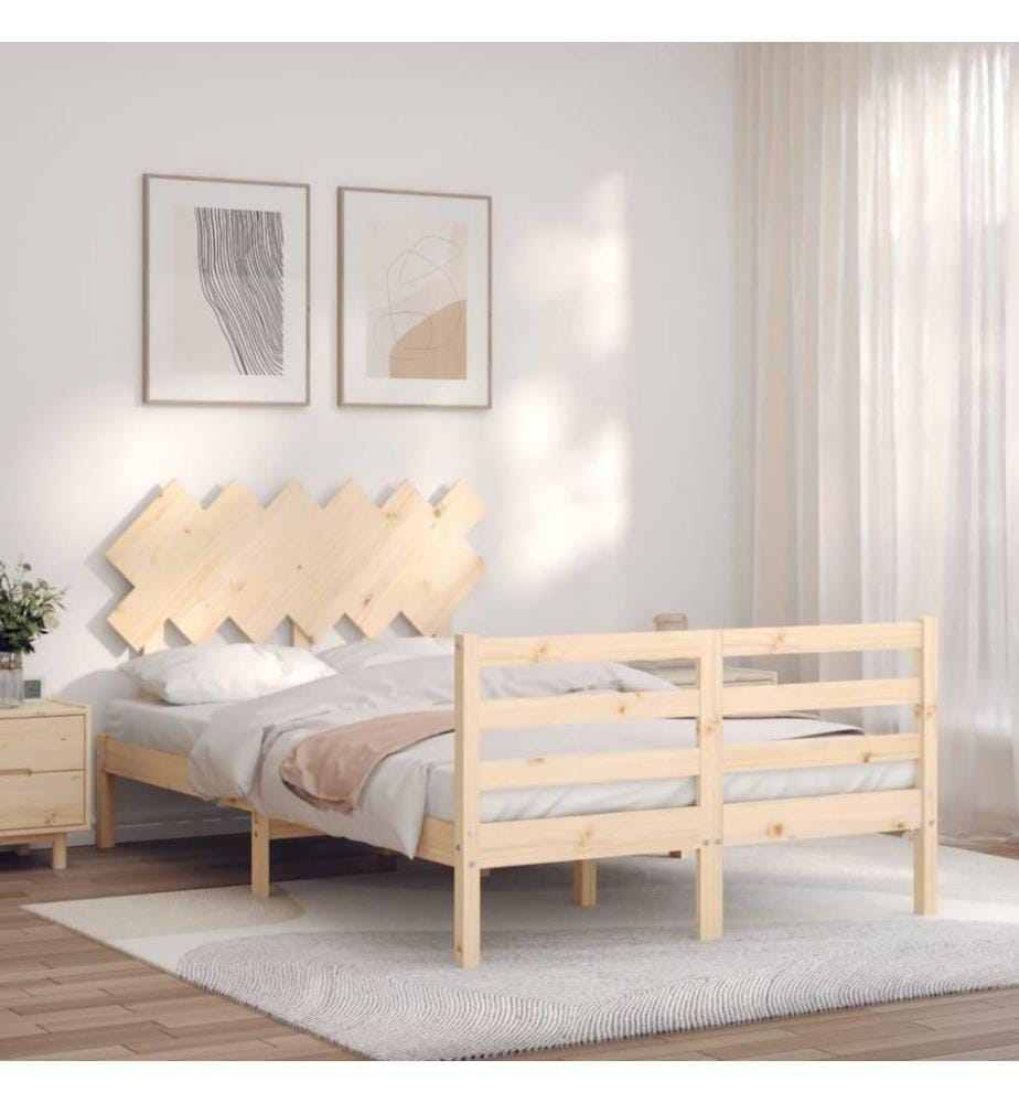 Cadre de lit avec tête de lit 120x200 cm bois massif
