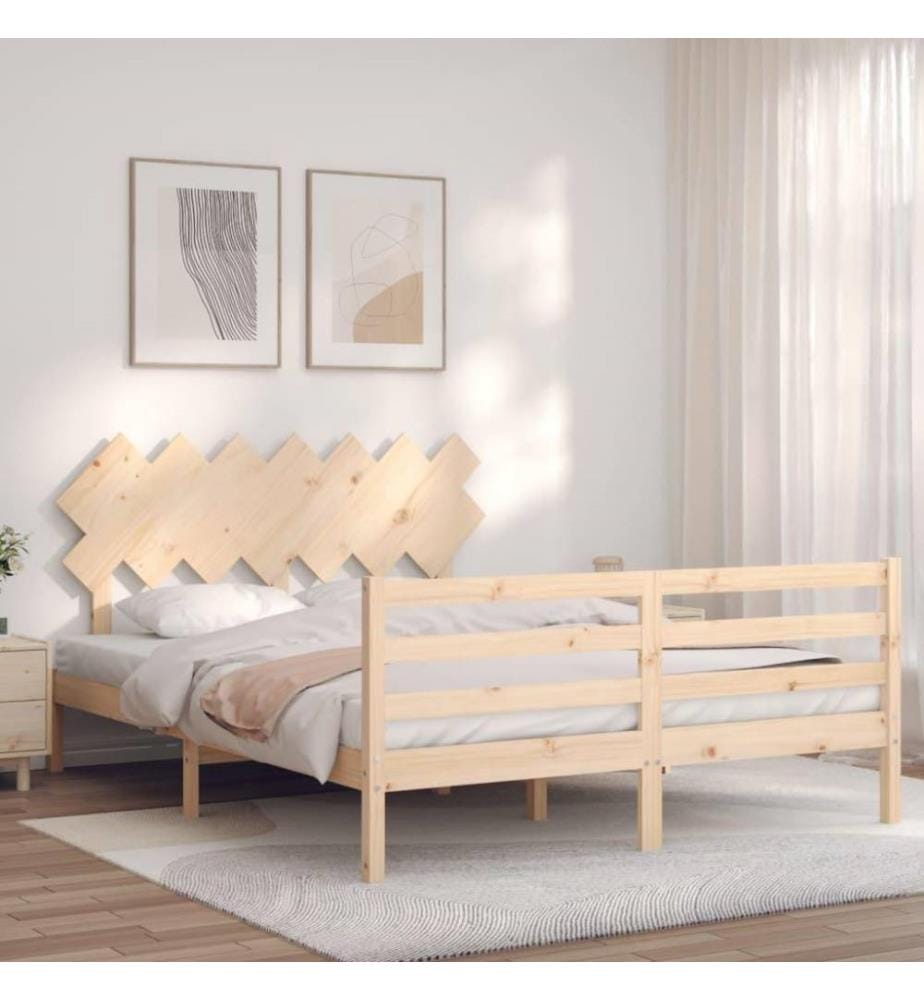 Cadre de lit avec tête de lit 140x200 cm bois massif