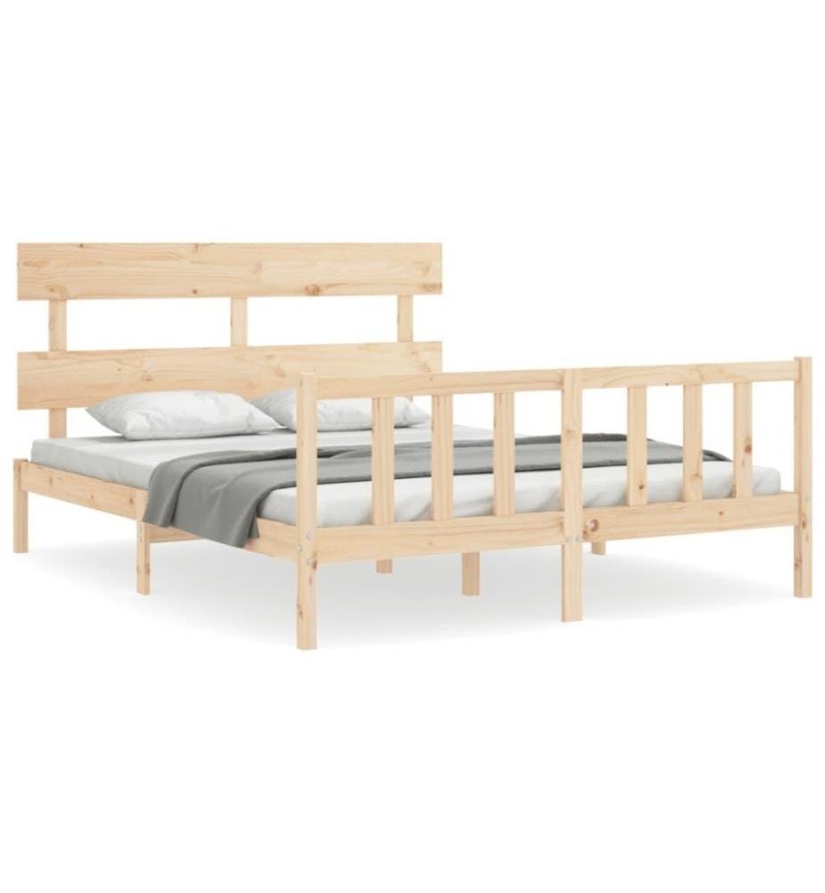 Cadre de lit avec tête de lit King Size bois massif