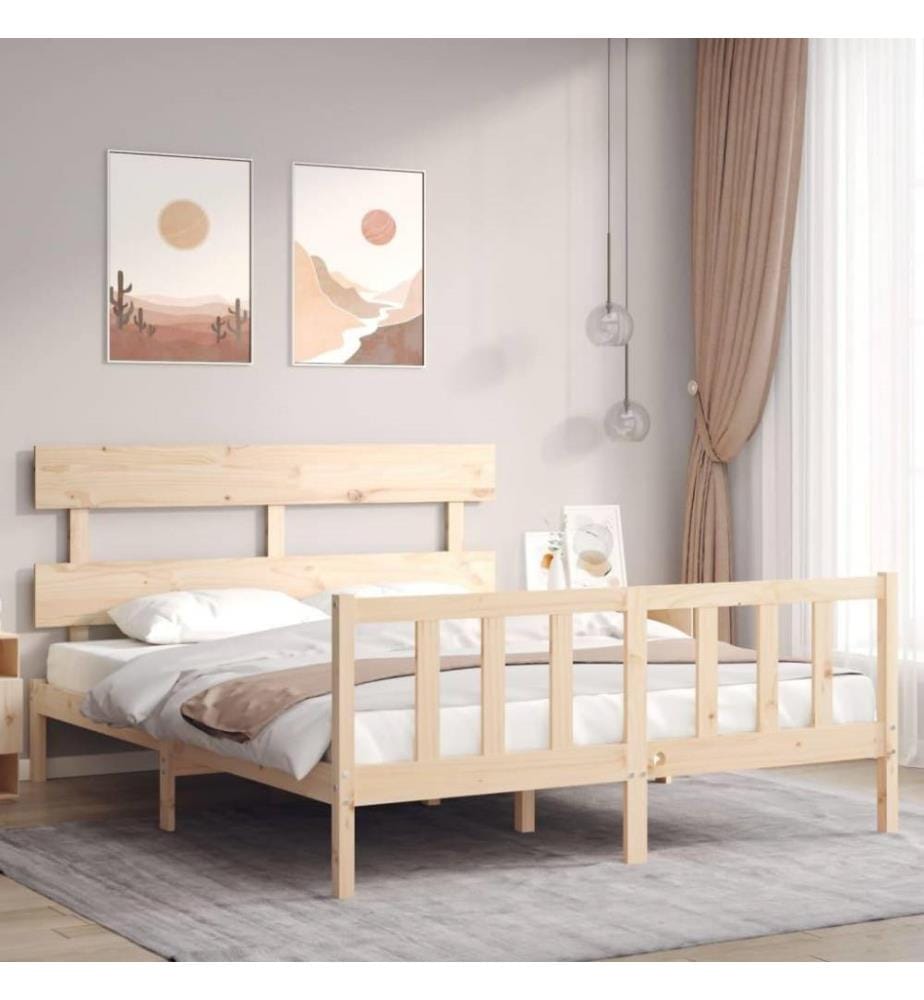 Massivholzbett mit Kopfteil 160x200 cm