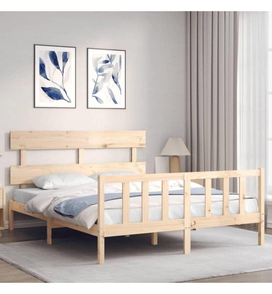 Cadre de lit avec tête de lit 160x200 cm bois massif