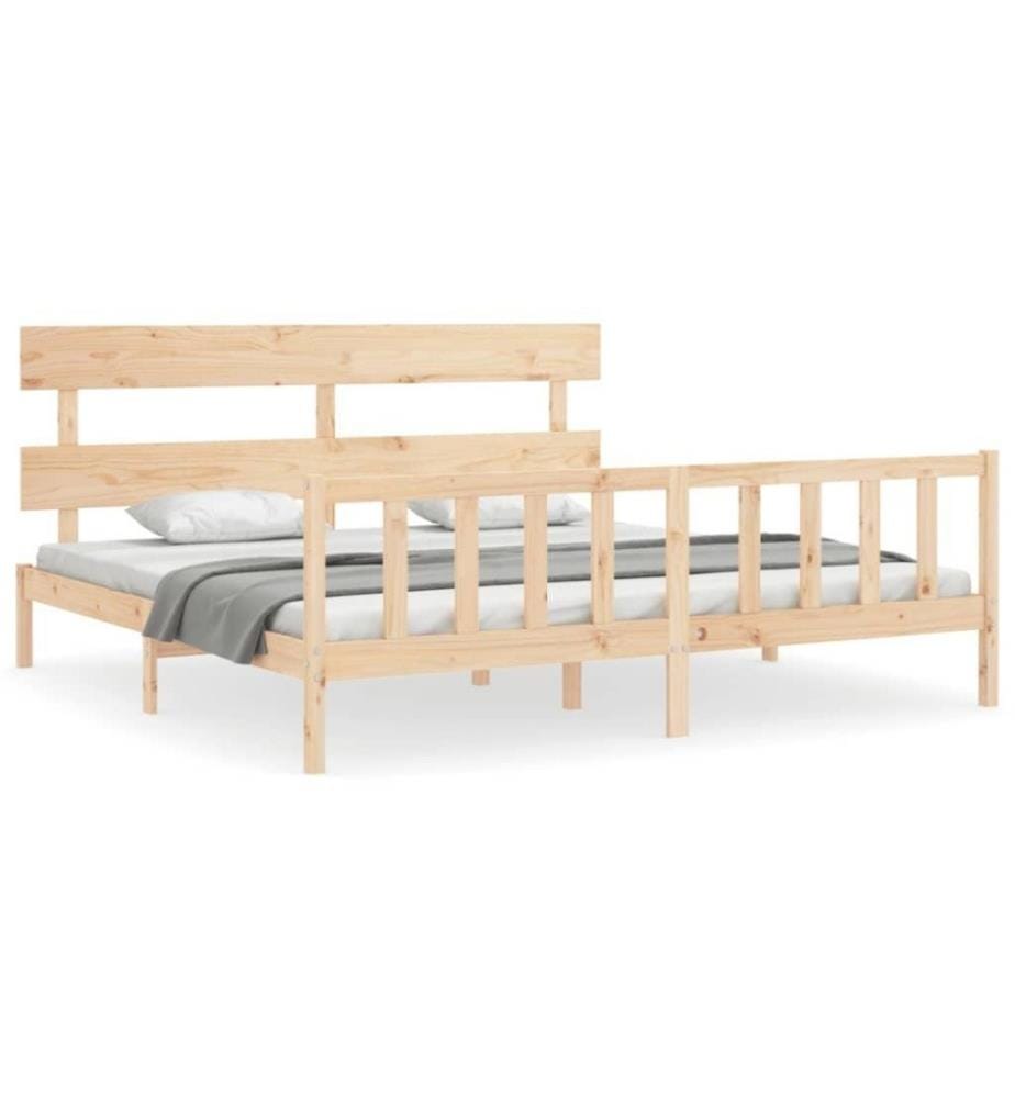 Cadre de lit avec tête de lit 200x200 cm bois massif