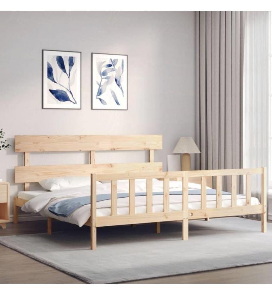 Cadre de lit avec tête de lit 200x200 cm bois massif