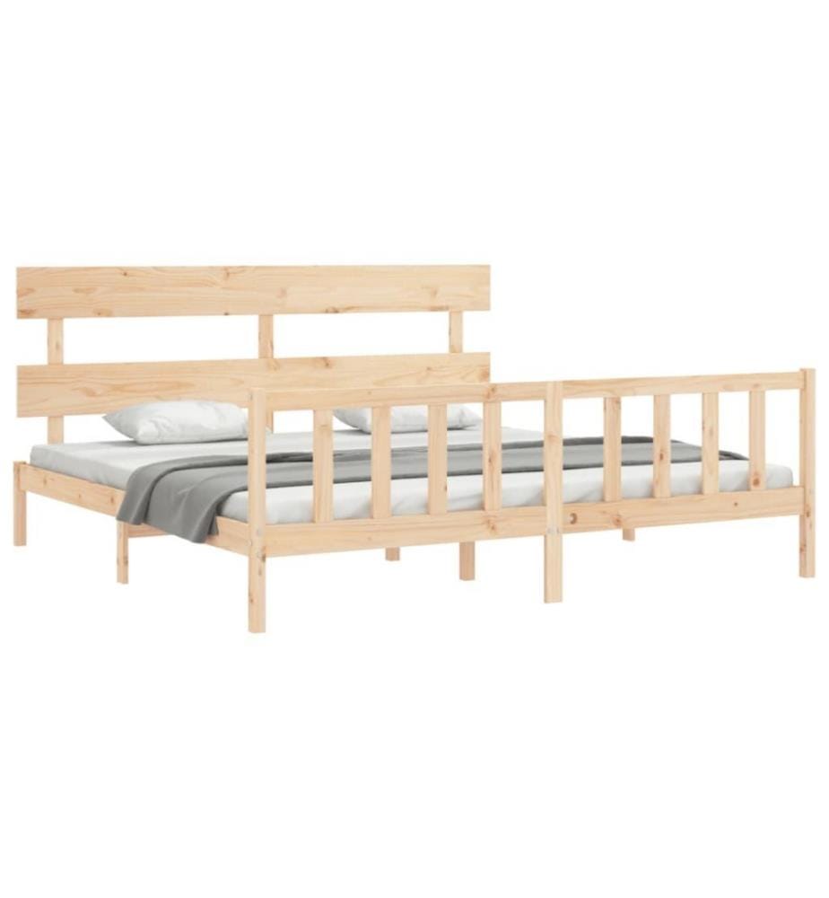 Cadre de lit avec tête de lit 200x200 cm bois massif
