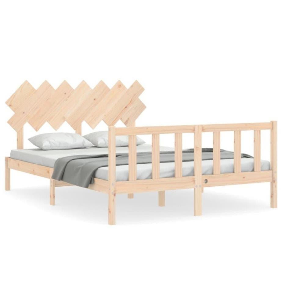 Cadre de lit avec tête de lit King Size bois massif