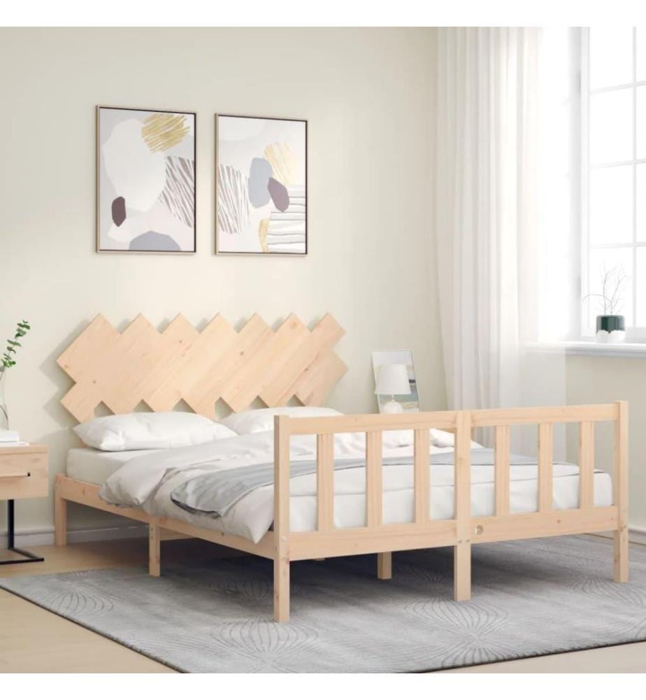 Cadre de lit avec tête de lit 140x190 cm bois massif