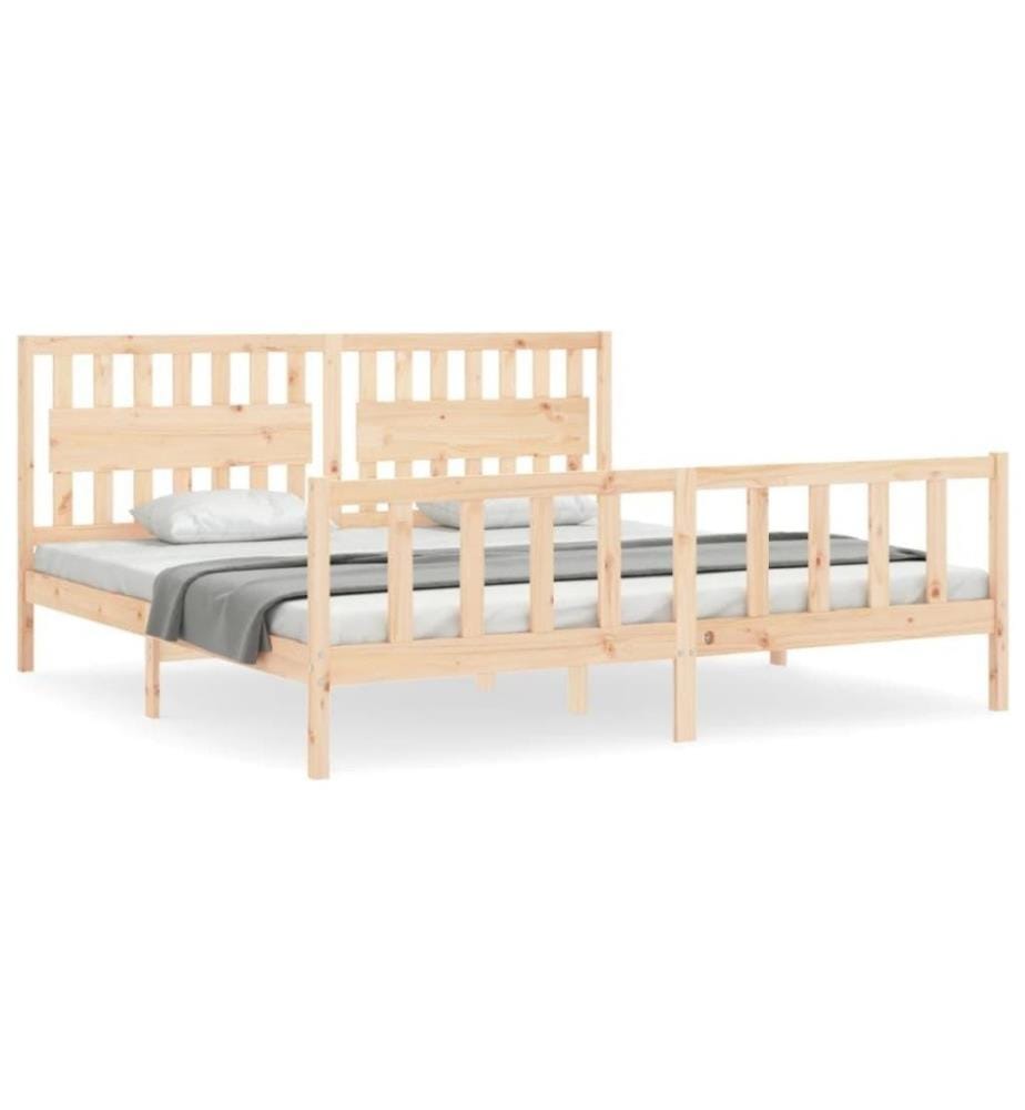 Cadre de lit avec tête de lit 200x200 cm bois massif