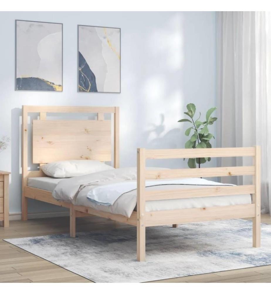 Massivholzbett mit Kopfteil 100x200 cm