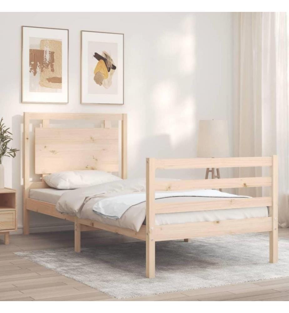 Massivholzbett mit Kopfteil 100x200 cm