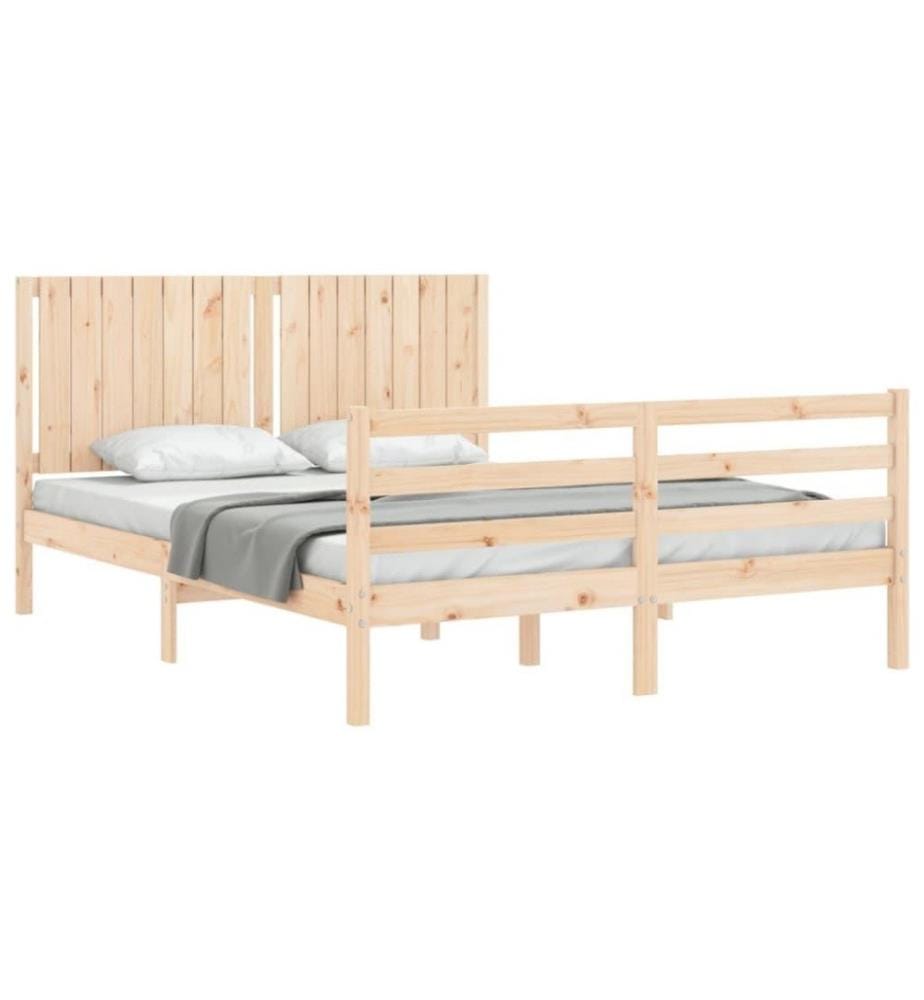 Cadre de lit avec tête de lit 160x200 cm bois massif