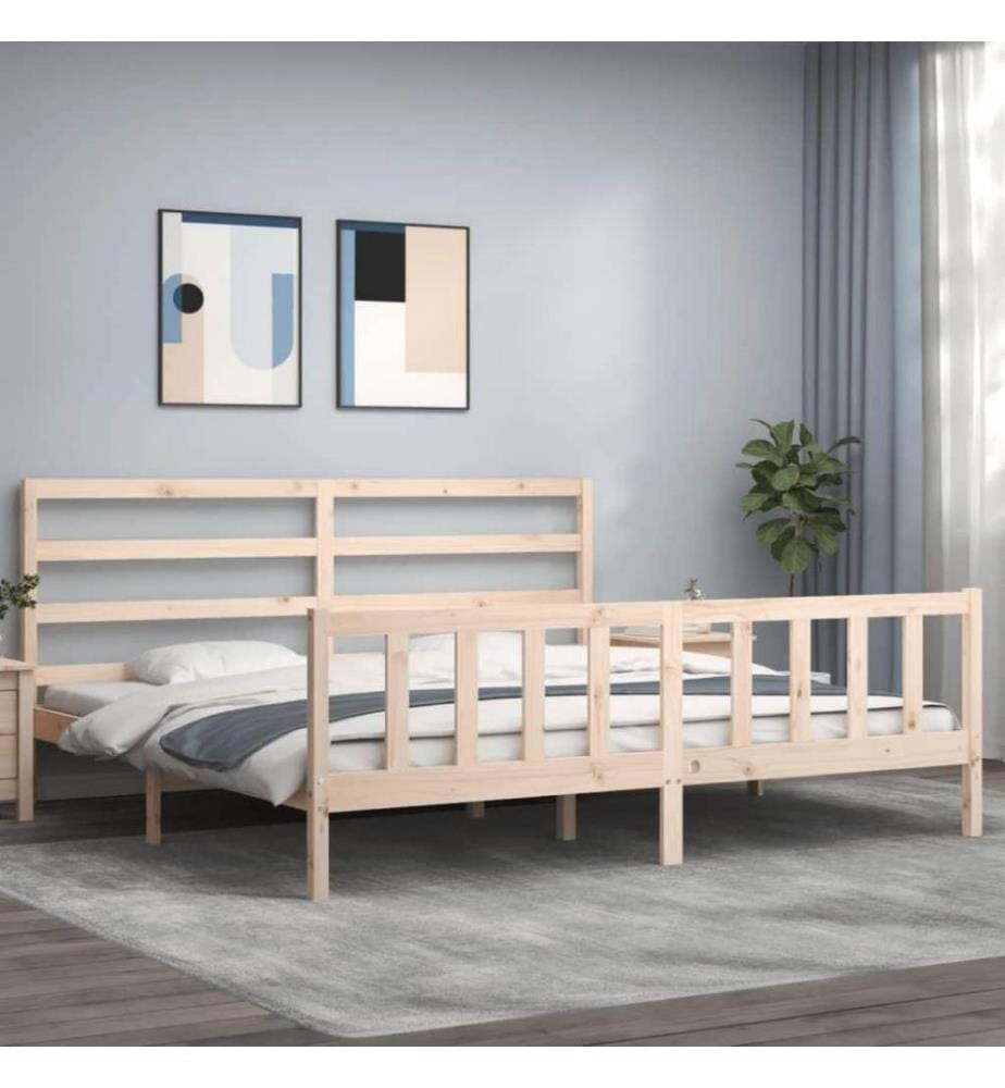 Massivholzbett mit Kopfteil 200x200 cm
