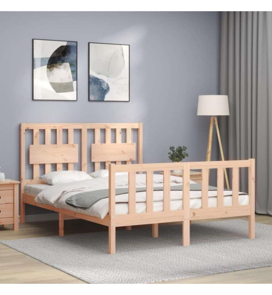 Cadre de lit avec tête de lit 120x200 cm bois massif