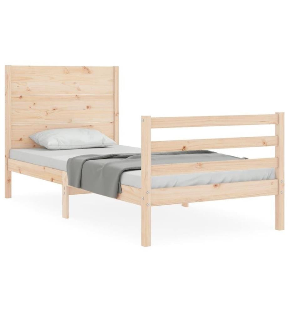 Cadre de lit avec tête de lit 90x200 cm bois massif