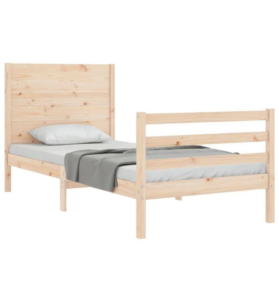 Cadre de lit avec tête de lit 90x200 cm bois massif