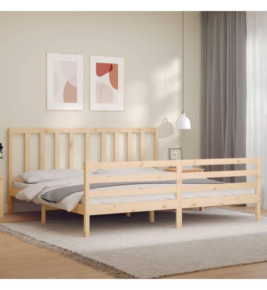 Cadre de lit avec tête de lit 200x200 cm bois massif