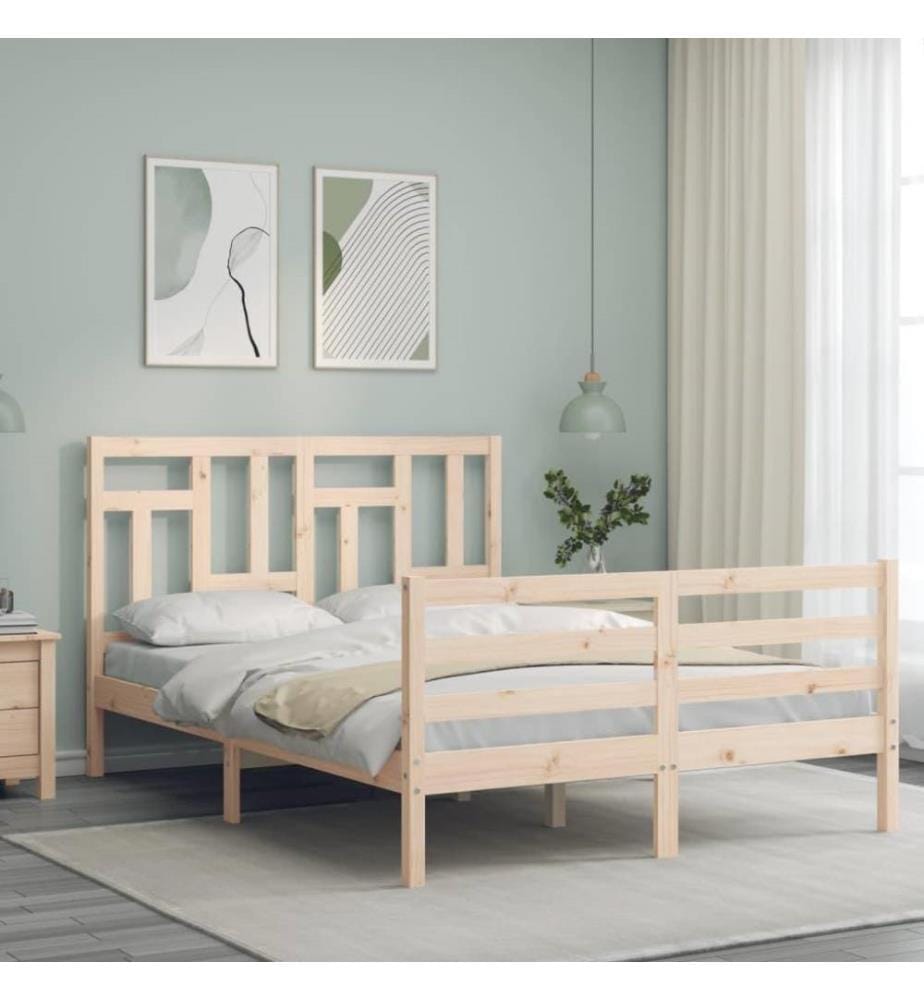 Cadre de lit avec tête de lit 140x200 cm bois massif