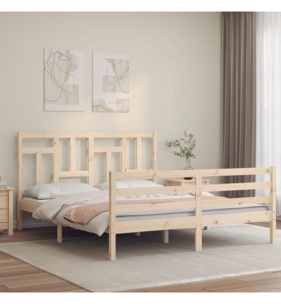 Cadre de lit avec tête de lit 160x200 cm bois massif